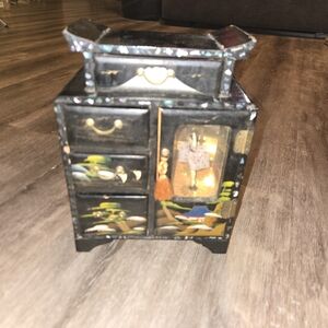 Vintage Japanese Black Jewelry Box‎ with Gold Accents